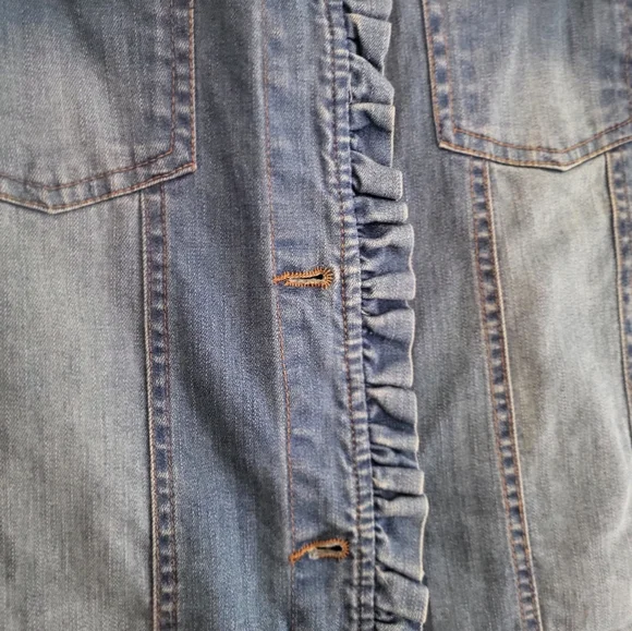 Denim Jacket with Ruffle Trim - Picture 3 of 7